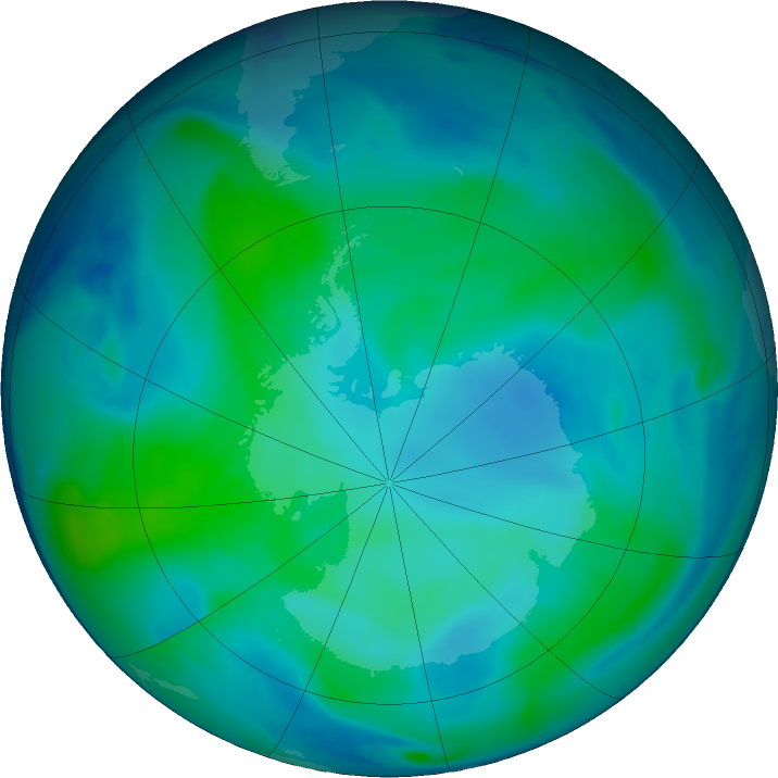 Antarctic ozone map for 21 February 2024